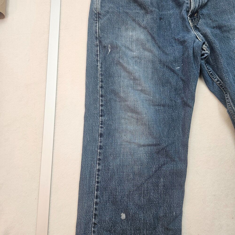 Levi's 569 Men's W34 L30 Loose Straight Fit Jeans Dark Blue Distressed Denim - Picture 4 of 9